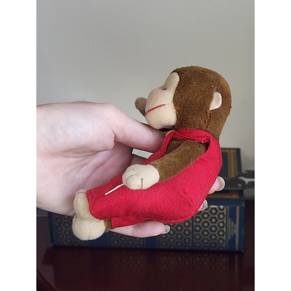 Curious George Monkey 1990s vintage mini plush ape 5" red overalls - Picture 6 of 6
